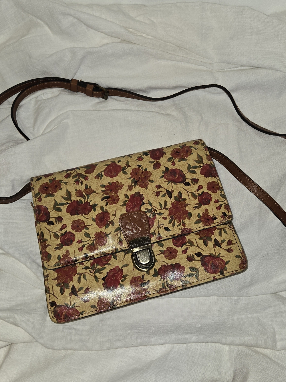 Patricia Nash Tan Rosso Fiore Crossbody